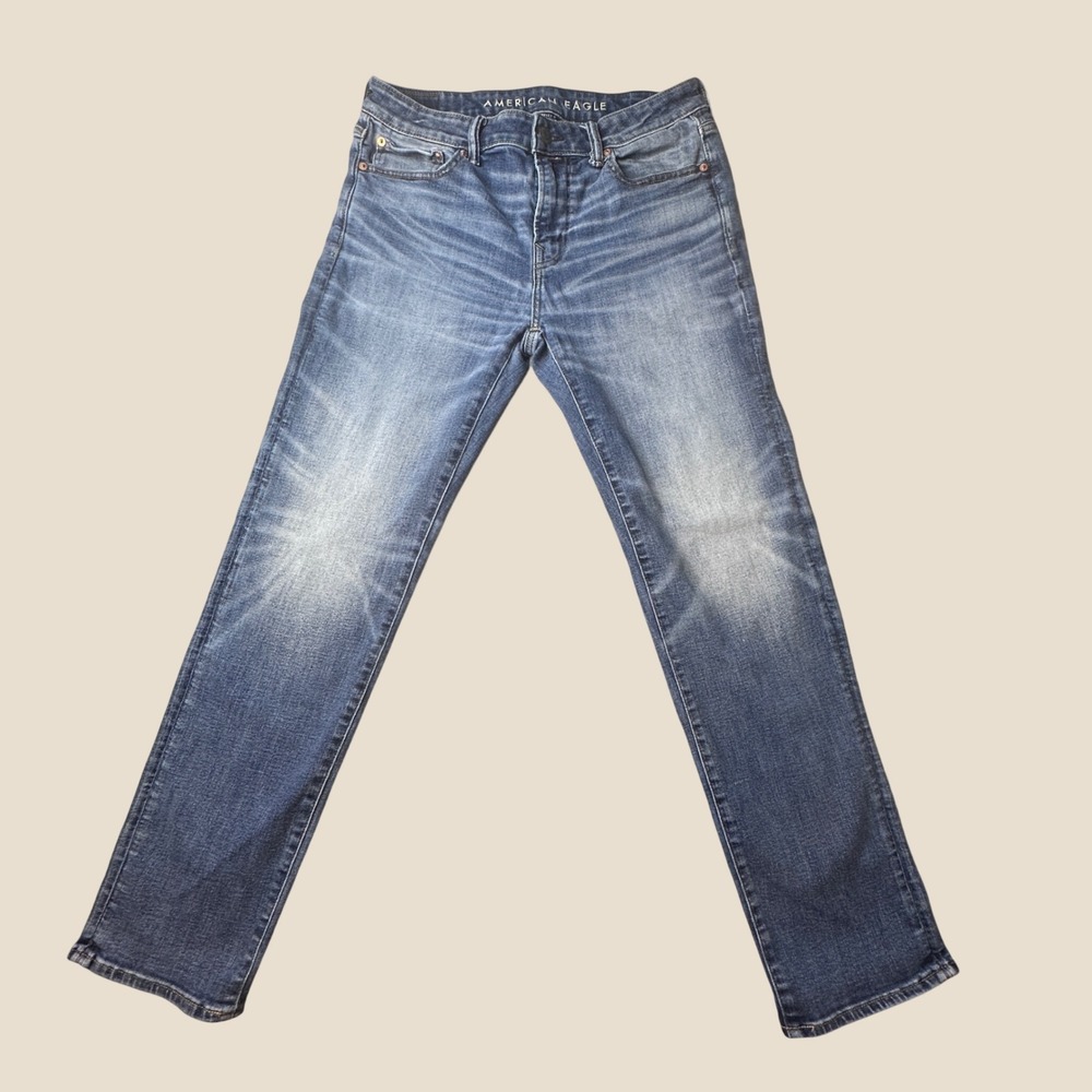 American Eagle Jeans Mens 32x32 Original Straight Blue Airflex+ Temp Tech Denim